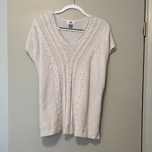 Old Navy Beige Cable Knit V-Neck Sweater